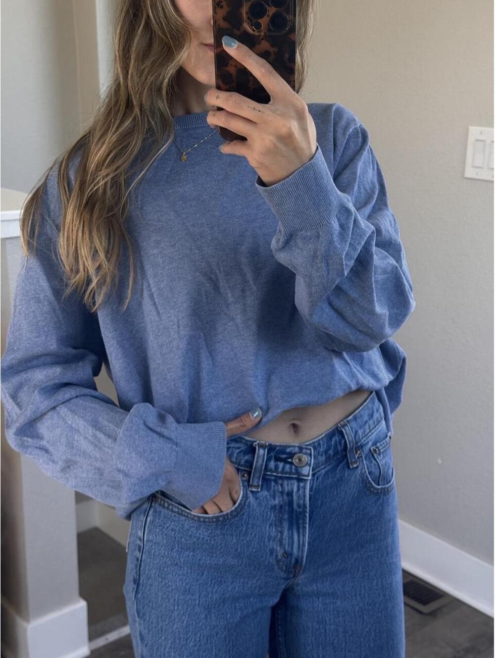 J.Crew blue 100% cotton crewneck sweater in XL #crewneck #jcrew